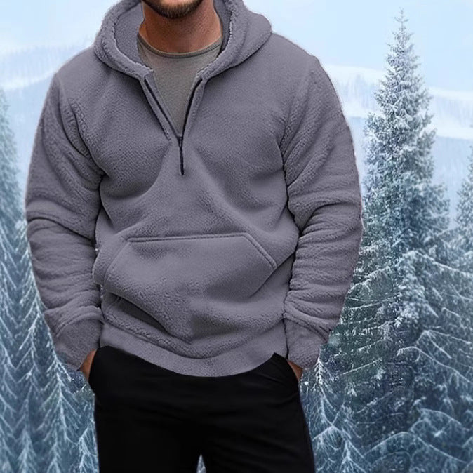 Herren Fleece Hoodie Warm Halblang Reißverschluss