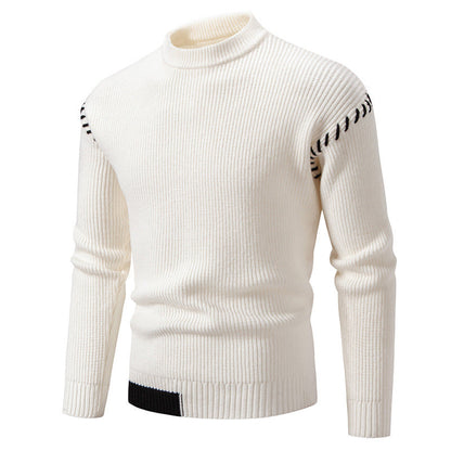 Herren Pullover Strick Modern Hochkragen Zopfmuster Trendy