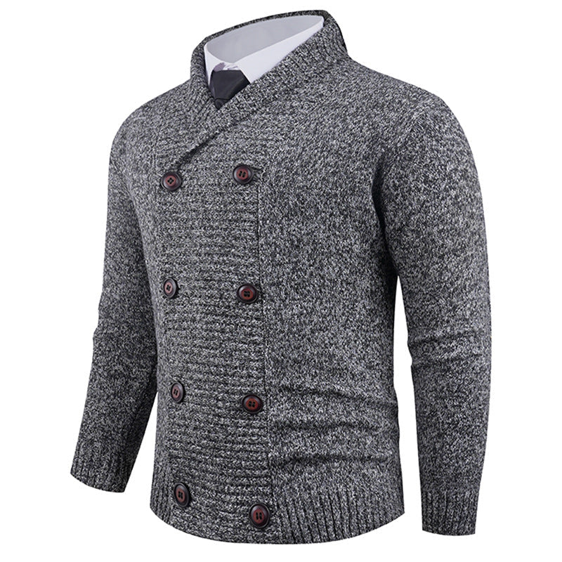 Herren Strickjacke Modern mit Doppelknopfleiste Feinripp