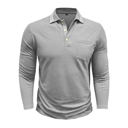 Herren Langarm Polo Modern Kontrastkragen Slimfit