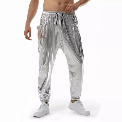 Herren Freizeithose Glänzend Elastisch Mit Seitentaschen