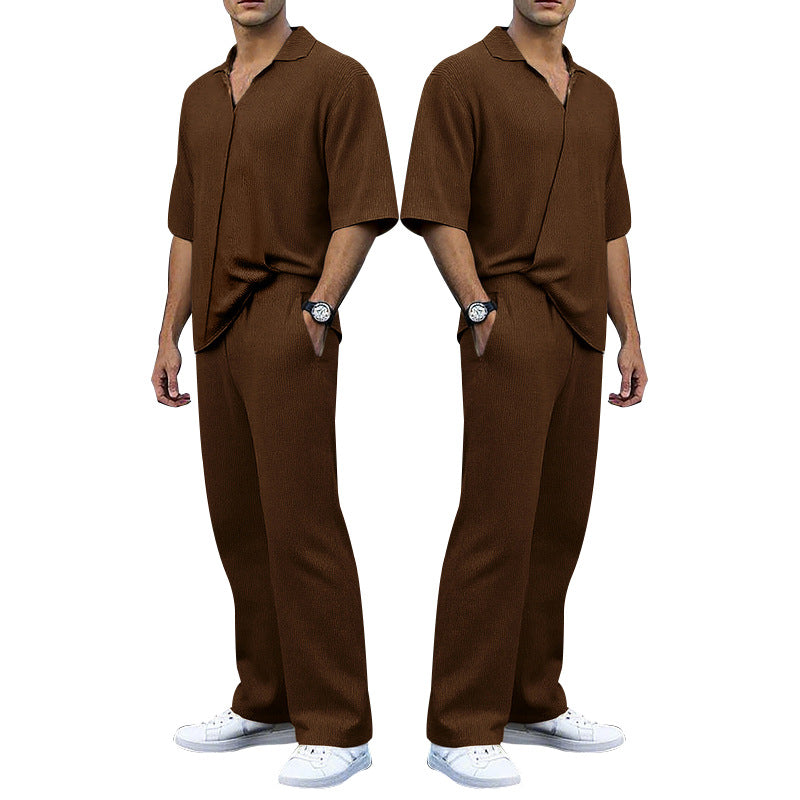 Herren Strickanzug Set mit Polohemd Bequem Modern