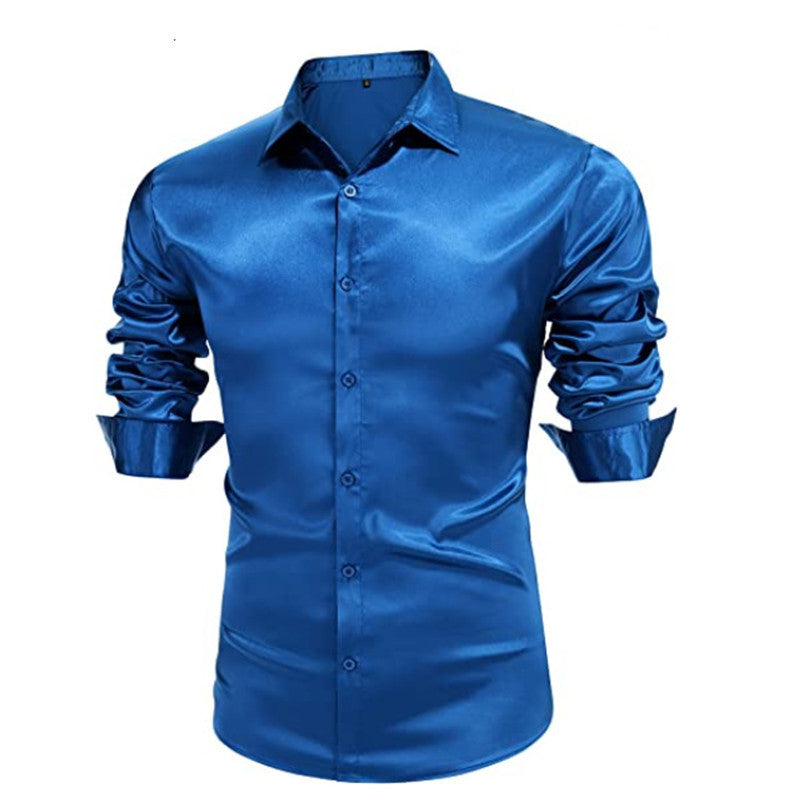 Elegantes Herren Hemd Satin Schwarz Elegant