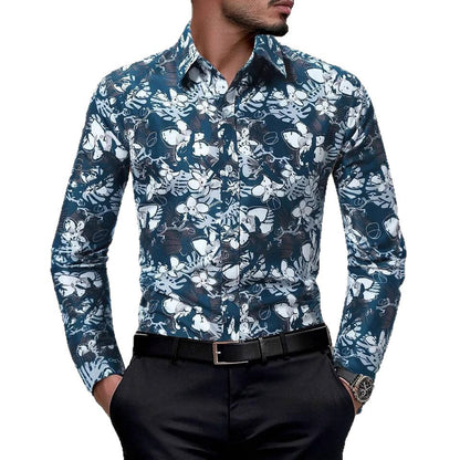 Herren Langarmhemd Floral-Design Elegant Modern