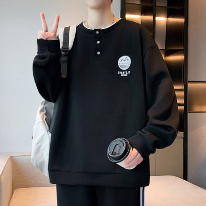 Herren Pullover Langarm Lässig mit Knopf Berlin Style