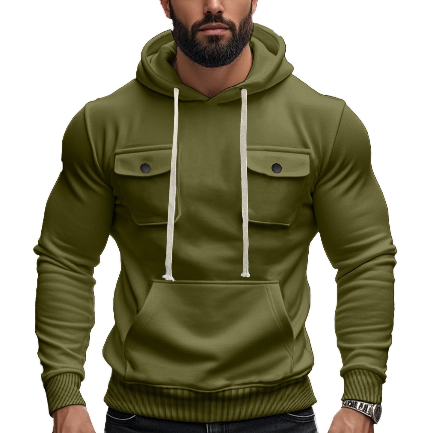 Herren Hoodie mit Brusttasche Modern Sportlich