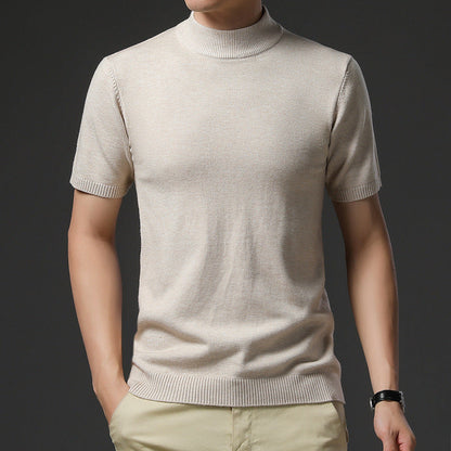 Herren Pullover Kurzarm Elegantes Design Hochgeschlossener Kragen