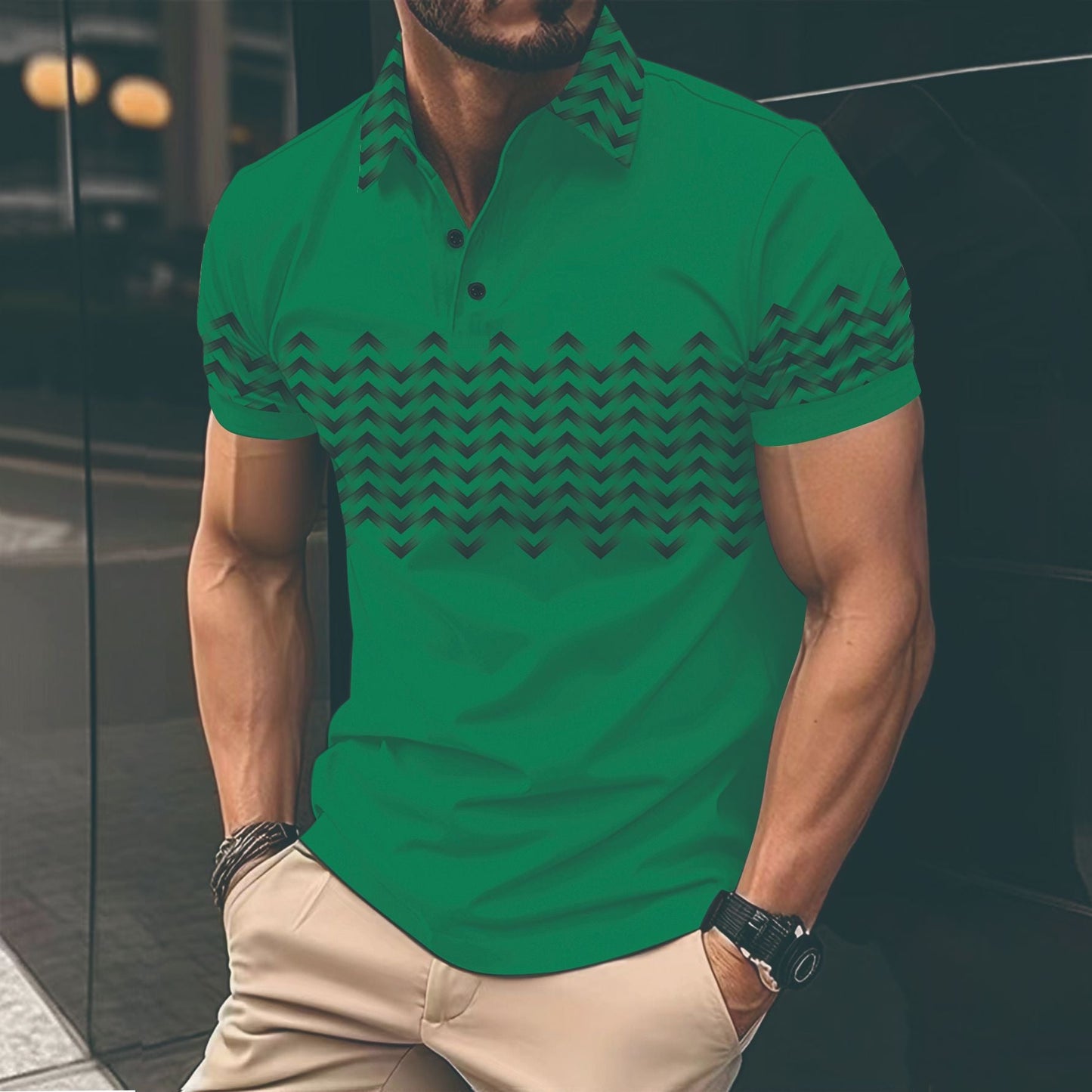 Herren Poloshirt Modern Musterdetails Slim Fit