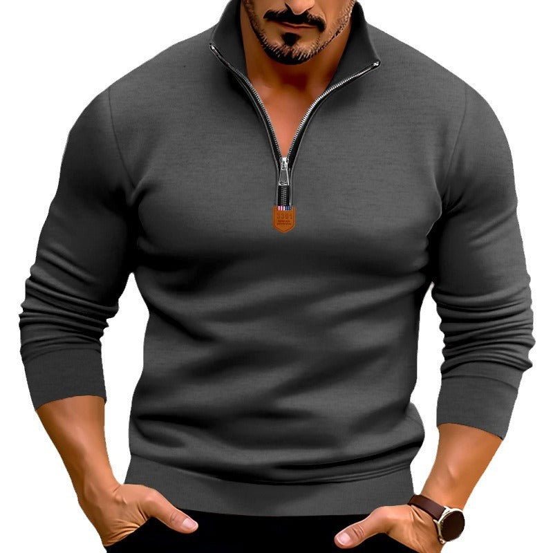 Herren Pullover Stehkragen Reißverschluss Eleganter Winter