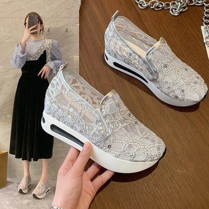 Damen Sneaker Glamourös Glitzer mit bequemer Sohle