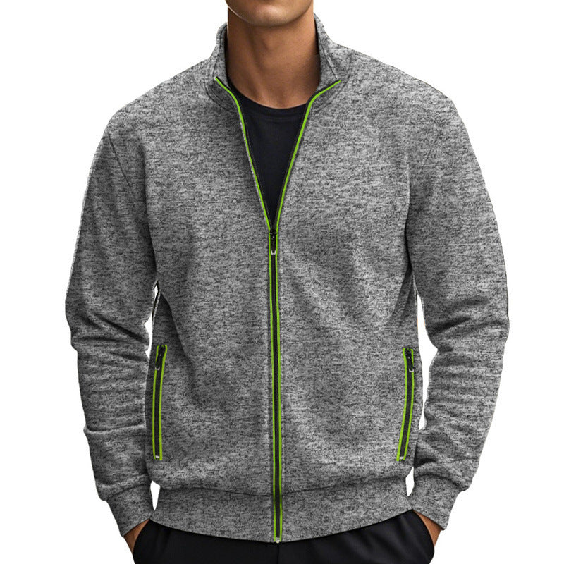 Herren Fleecejacke Sportlich Warm mit Kragen und Taschen