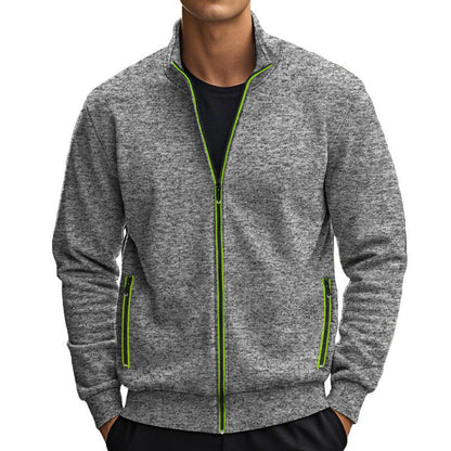 Herren Fleecejacke Sportlich Warm mit Kragen und Taschen