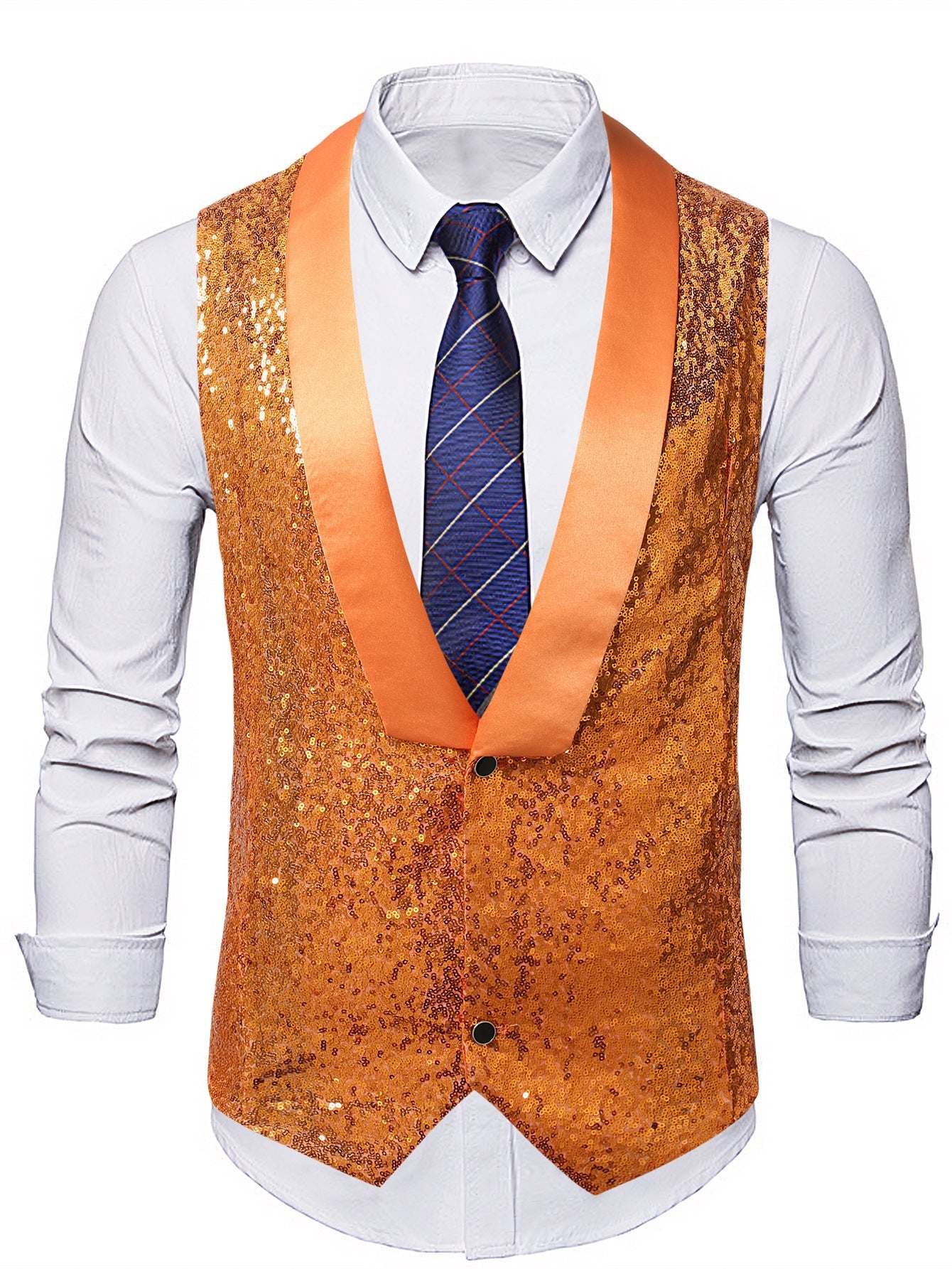 Herren Weste Glitzer Pailletten Schwarz Party