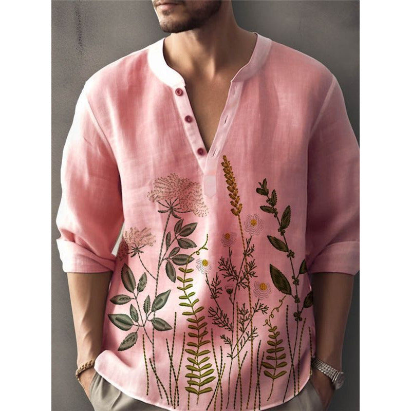Herren Hemd Elegant Floral Gestickt Modern Slimfit - BerlinGlamour