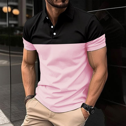 Herren Polohemd Kurzarm Modern Farbblock