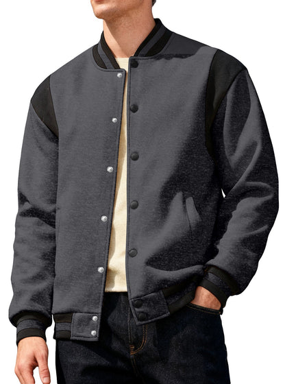 Herren Collegejacke Lässig Mit Druckknöpfen Elastisch