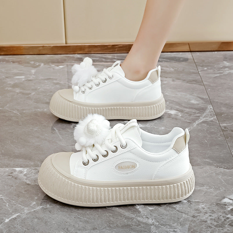 Damen Sneaker Rutschfest Dekorativ Pompons Sportlich