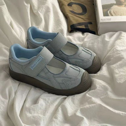 Damen Sneaker Bequem Klettverschluss Atmungsaktiv Mesh
