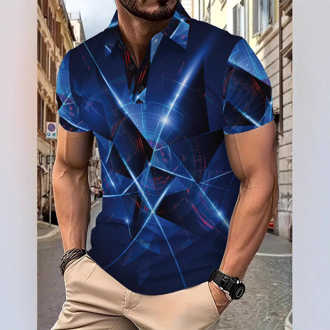 Herren Poloshirt 3D Grafik Design Moderne Stadtstyle - BerlinGlamour