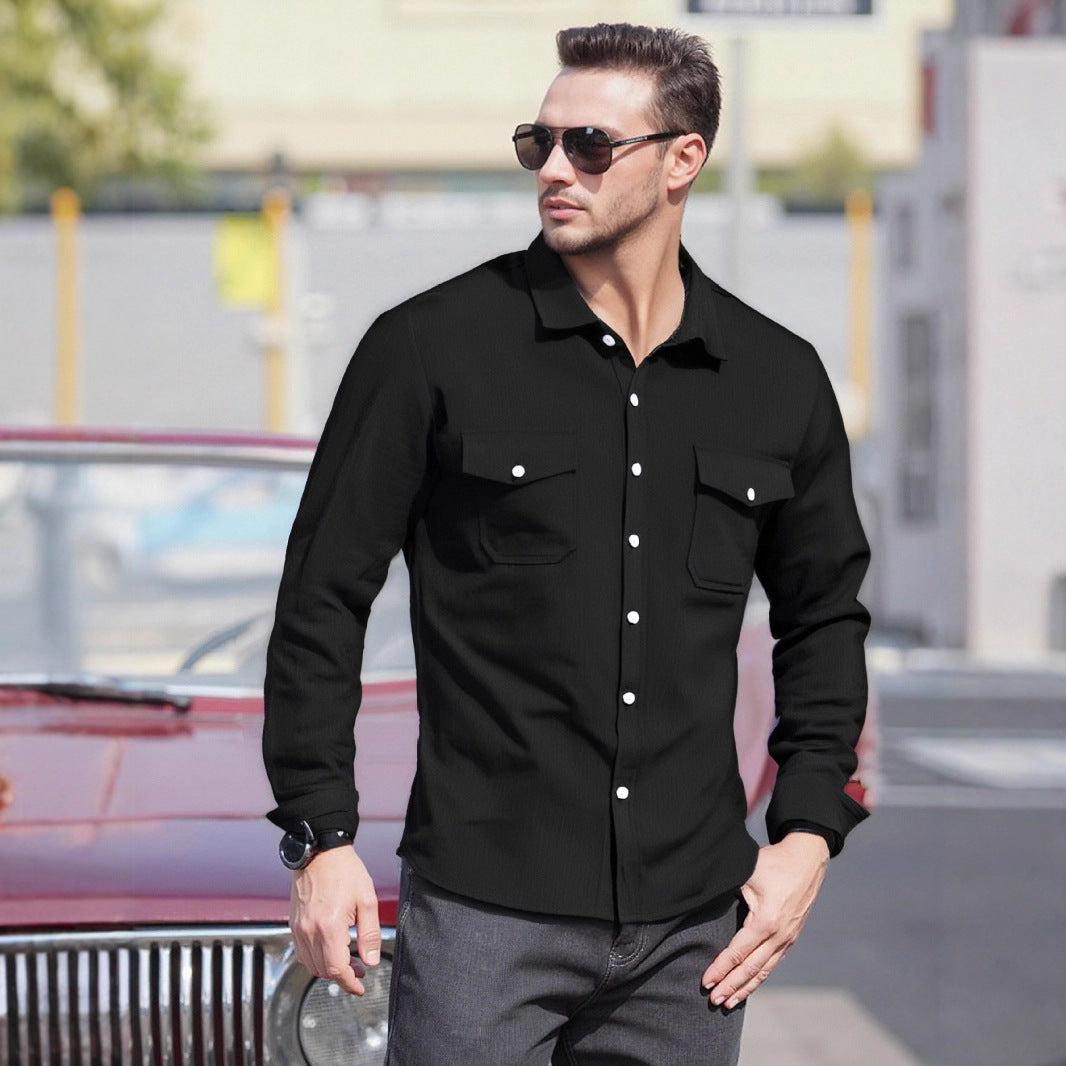 Herren Langarmhemd Modern mit Brusttaschen und Bequemem Schnitt - BerlinGlamour