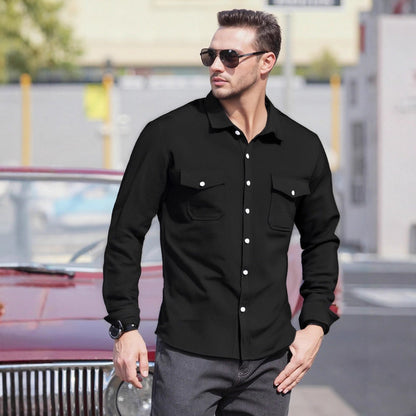 Herren Langarmhemd Modern mit Brusttaschen und Bequemem Schnitt - BerlinGlamour