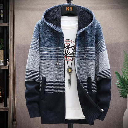 Herren Kapuzenjacke Sportlich Warm mit Streifenmuster