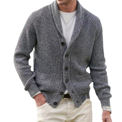 Herren Strickjacke Grobstrick Männlich Mit Taschen