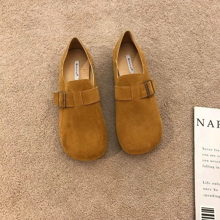 Damen Mokassins Elegante Schnalle Schuhe Weich Lederoptik - BerlinGlamour