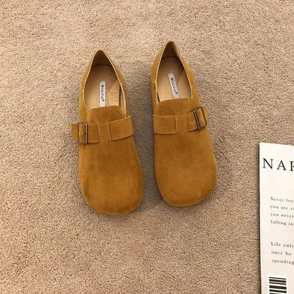 Damen Mokassins Elegante Schnalle Schuhe Weich Lederoptik - BerlinGlamour