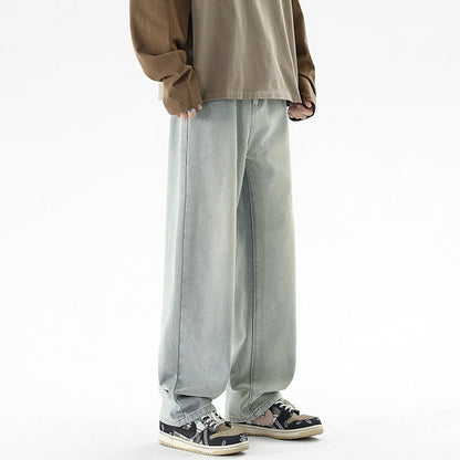 Herren Jeans Weite Bein mit hoher Taille und geradem Schnitt
