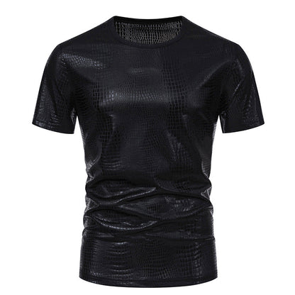 Herren Kurzarmshirt Schlangenmuster Glitzernd Modern