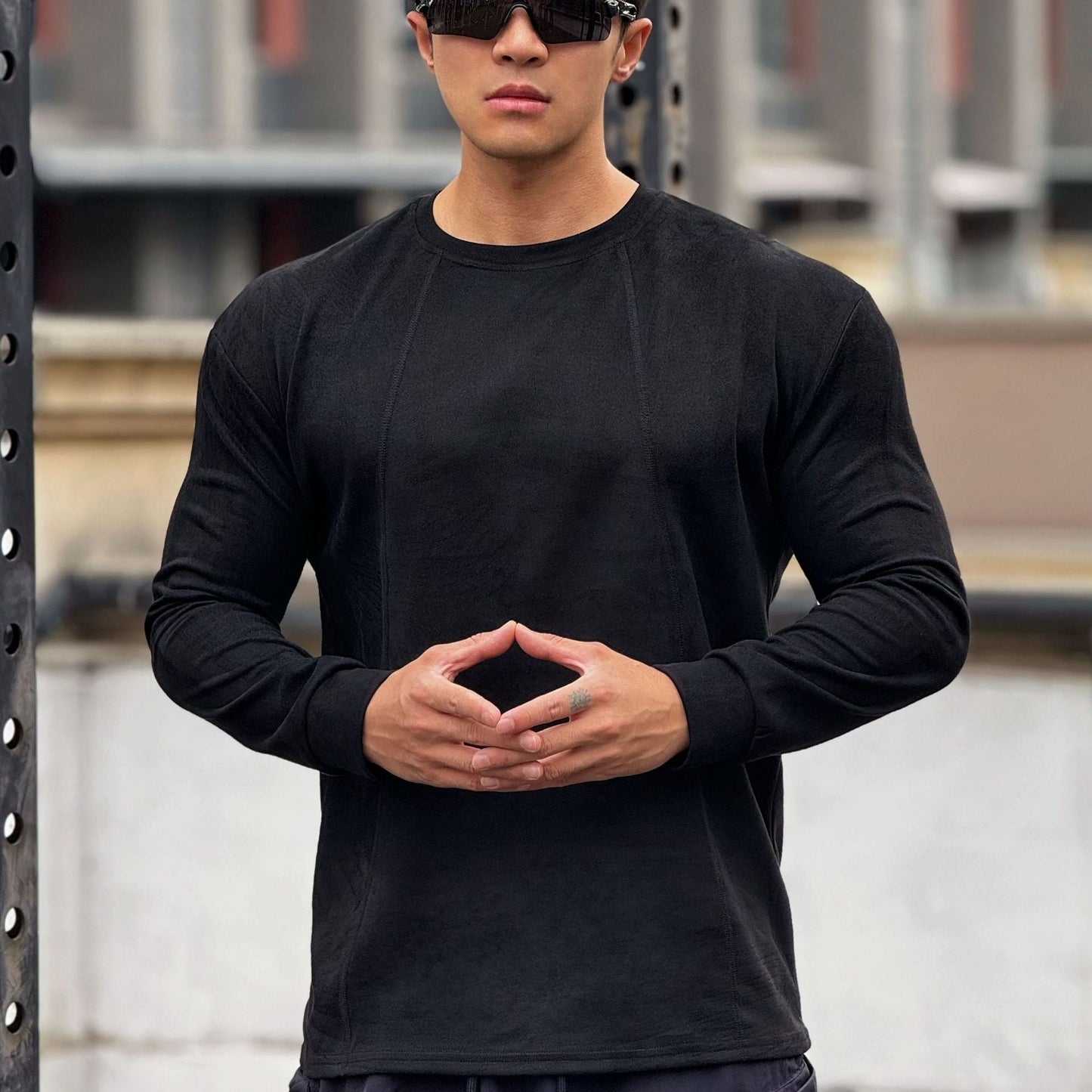 Herren Sportshirt Langarm Nahtlos Fit Schnitt