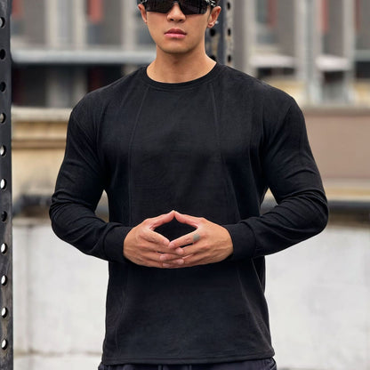 Herren Sportshirt Langarm Nahtlos Fit Schnitt