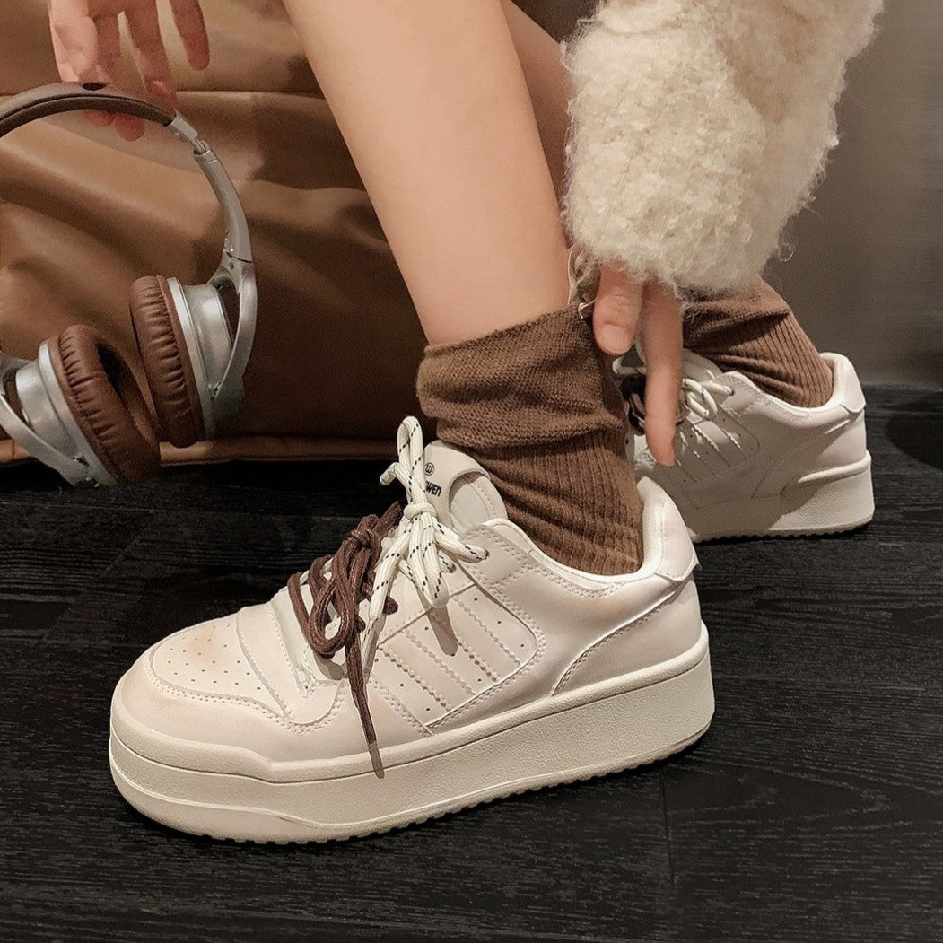 Damen Sneaker Platform Bequem Modisch Schnürschuhe
