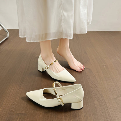 Damen Pumps Hochhackig mit Riemen Komfortabel Blockabsatz
