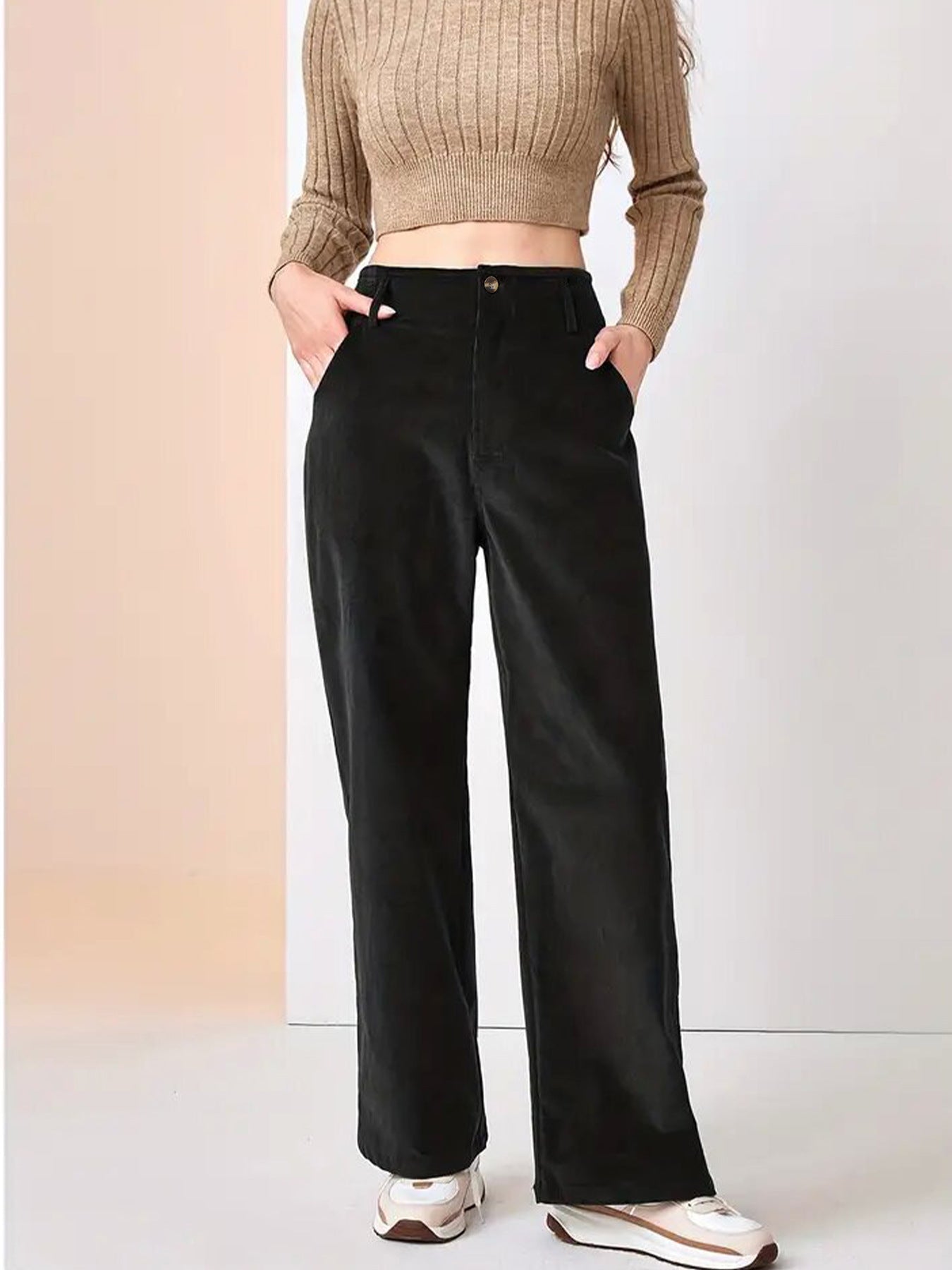 Weite Damen Stoffhose Elegant Mit Taschen Damenmode