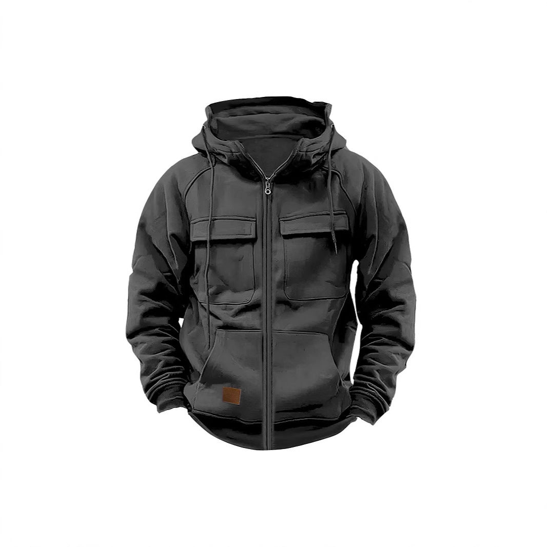 Herren Fleecejacke Warm mit hohem Kragen und Taschen