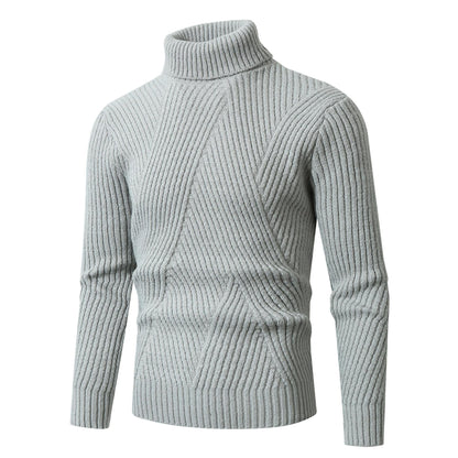 Herren Pullover Grobstrick Stehkragen Struktur Muster - BerlinGlamour