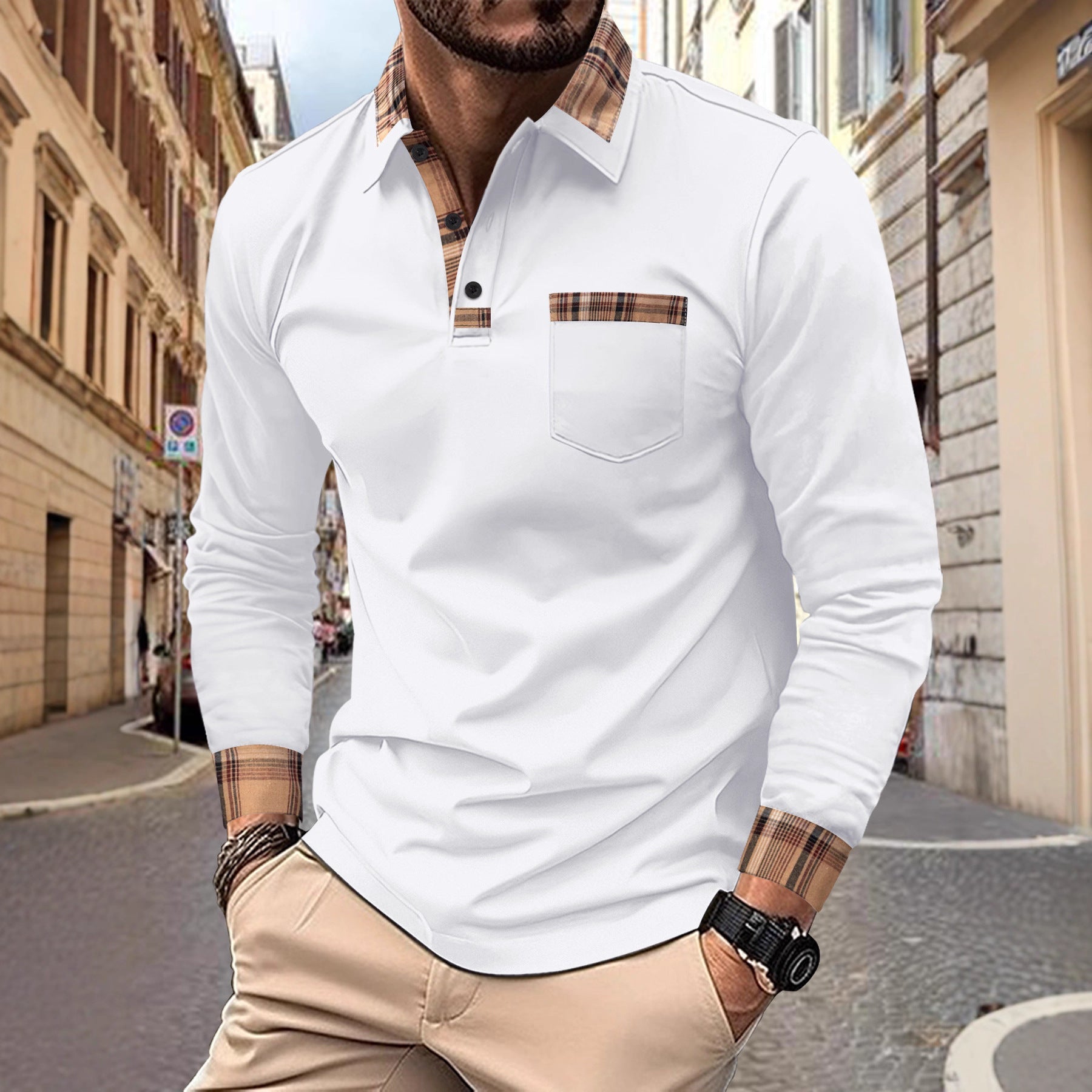 Herren Poloshirt Modern Kontrastkragen Trendy Style - BerlinGlamour
