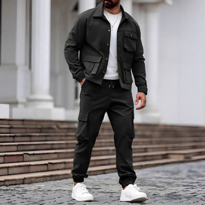 Herren Jacke Set Cargo Hose Modern Streetwear