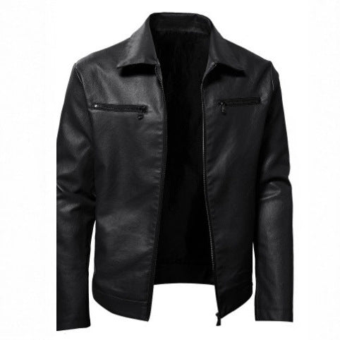 Echtlederjacke Herren Modern Reißverschluss Lederjacke Schwarz