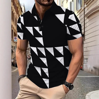 Herren Poloshirt Geometrisches Motiv Modern Berlin Style - BerlinGlamour