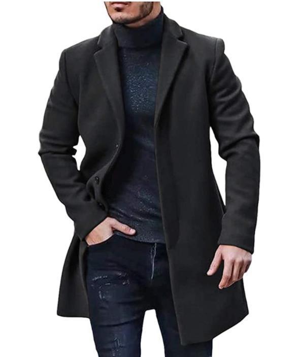 Herren Wollmantel Modern Schnitt Elegant mit Taschen