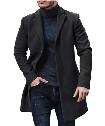 Herren Wollmantel Elegant Modern mit Taschen