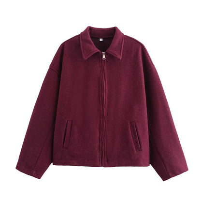 Damen Kurzjacke Lässig Reverskragen Oversized