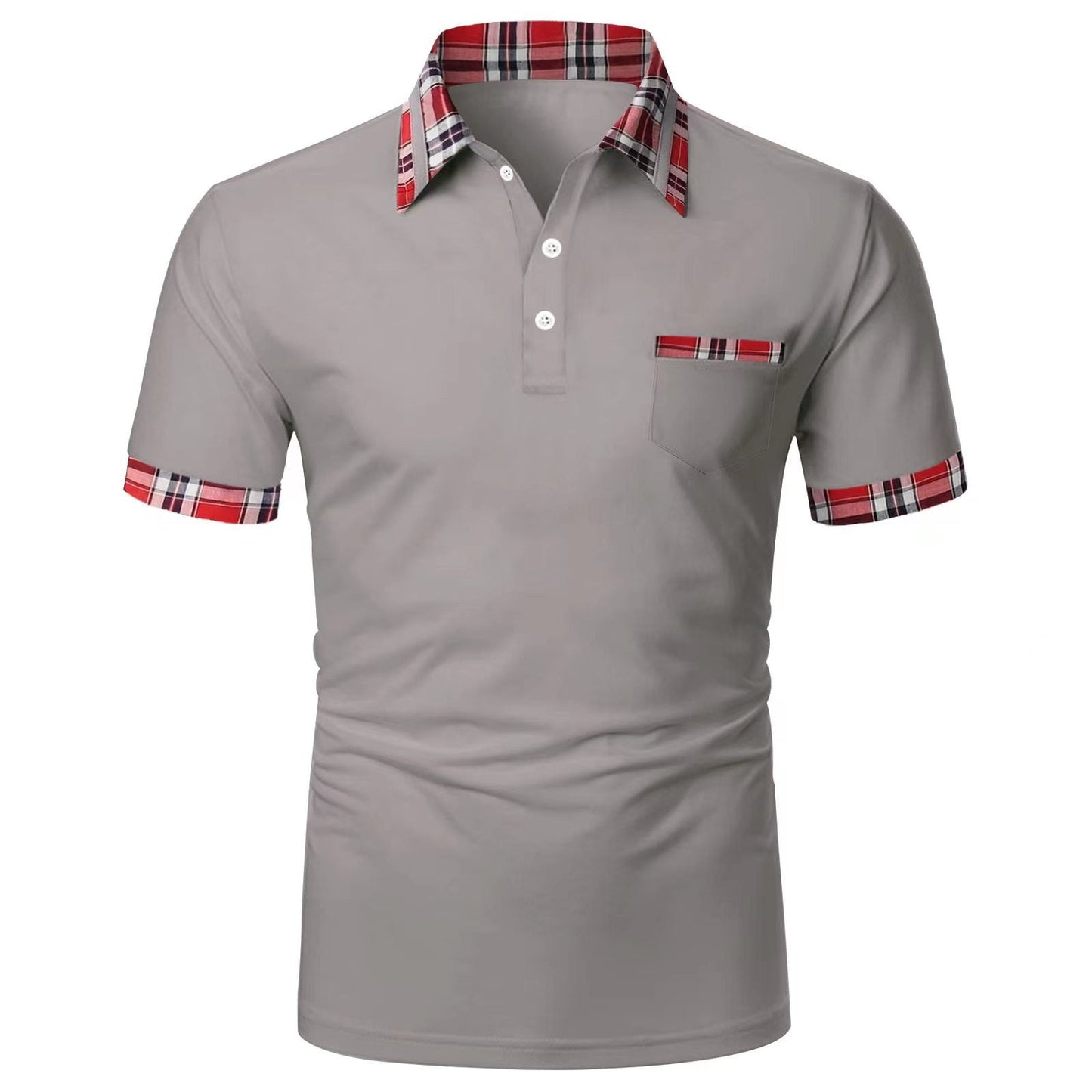 Herren Polohemd Kurzarm Modern mit Karomuster