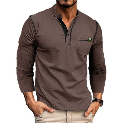 Herren Langarm-Shirt mit Brusttasche Modern Casual