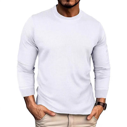 Herren T-Shirt Langarm Sportlich Strukturiert