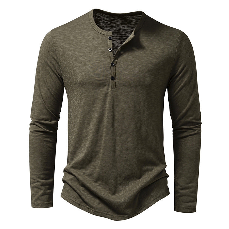 Herren Langarmshirt Lässig Knopfleiste Modern