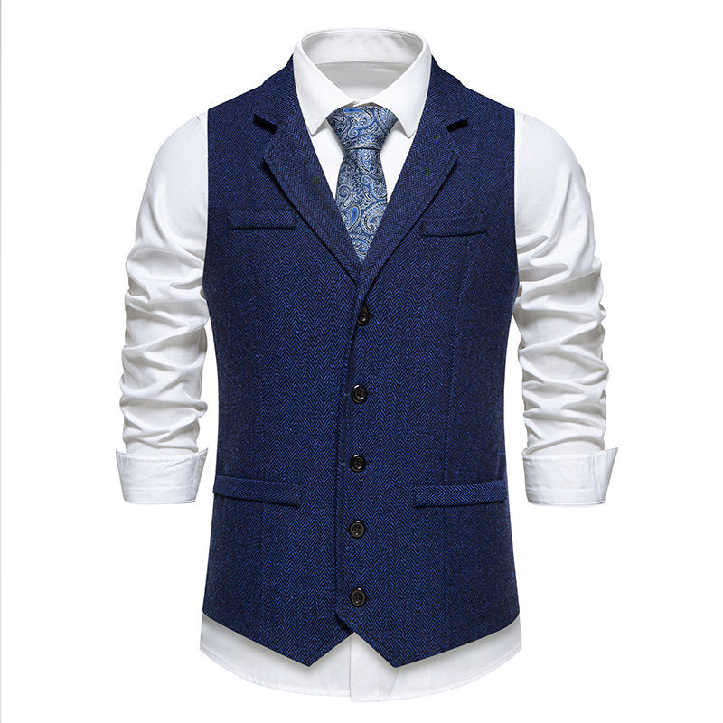 Herren elegante Tweed-Anzugweste mit praktischen aufgesetzten Taschen und klassischem Schnitt BerlinGlamour